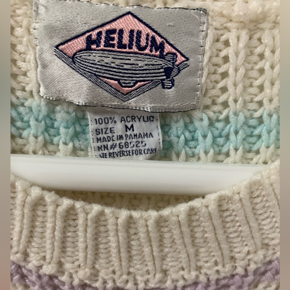 Vintage 80’s Helium Pastel Striped Sweater SZ Medium - Picture 3 of 5